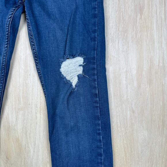 Free People Blue Distressed High Rise Fray Ankle Casual Skinny Denim Jeans 26 - Picture 5 of 15